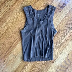 Brandy Melville Brown Ribbed Tank Top